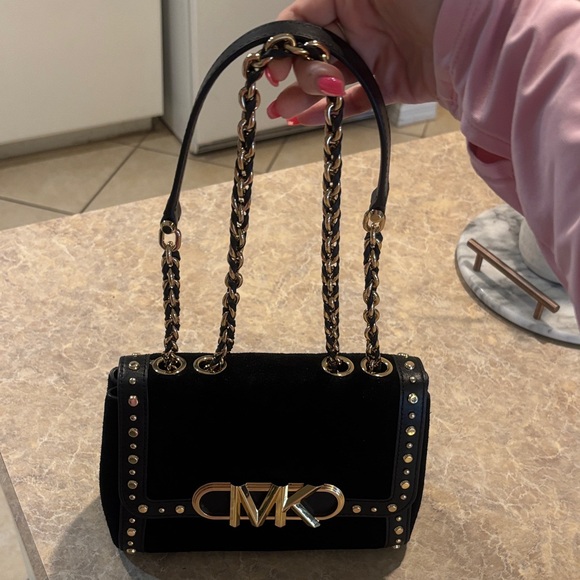 Michael Kors Black Shoulder Bag with Gold Accents - Picture 2 of 4